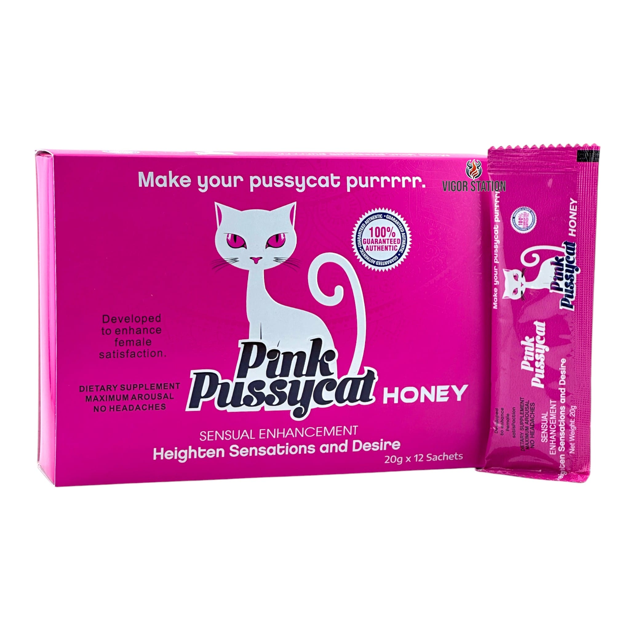 Pink Pussycat Honey – 12 Sachets (20g each) 1 Box Of Pink Pussycat Honey 12 Sachets - Vigor Station