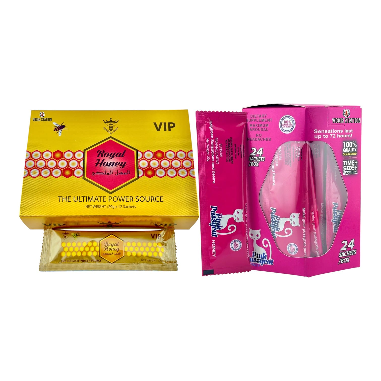Royal Honey & Pink Pussycat – 36 Sachets (Combo Pack) 1 Boxes of Royal Honey & Pink Pussycat 36 Sachets - Vigor Station (2)