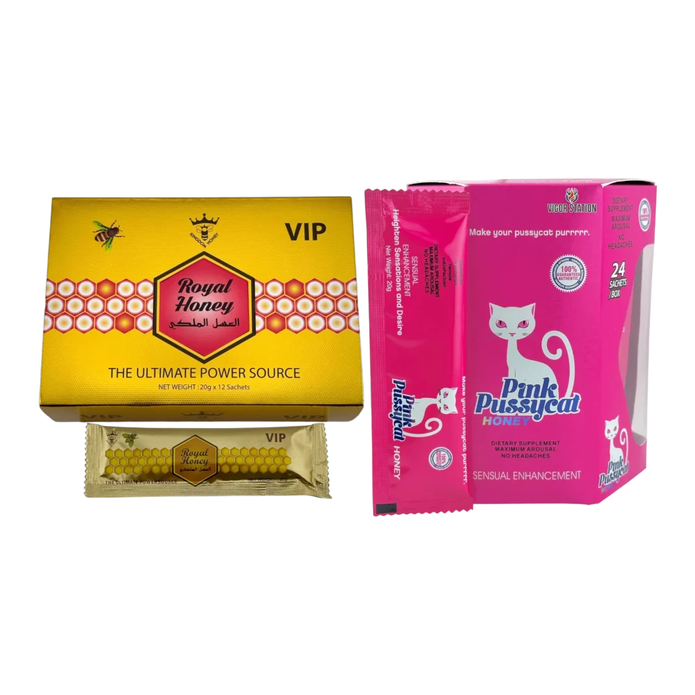 Boxes of Royal Honey & Pink Pussycat combo pack